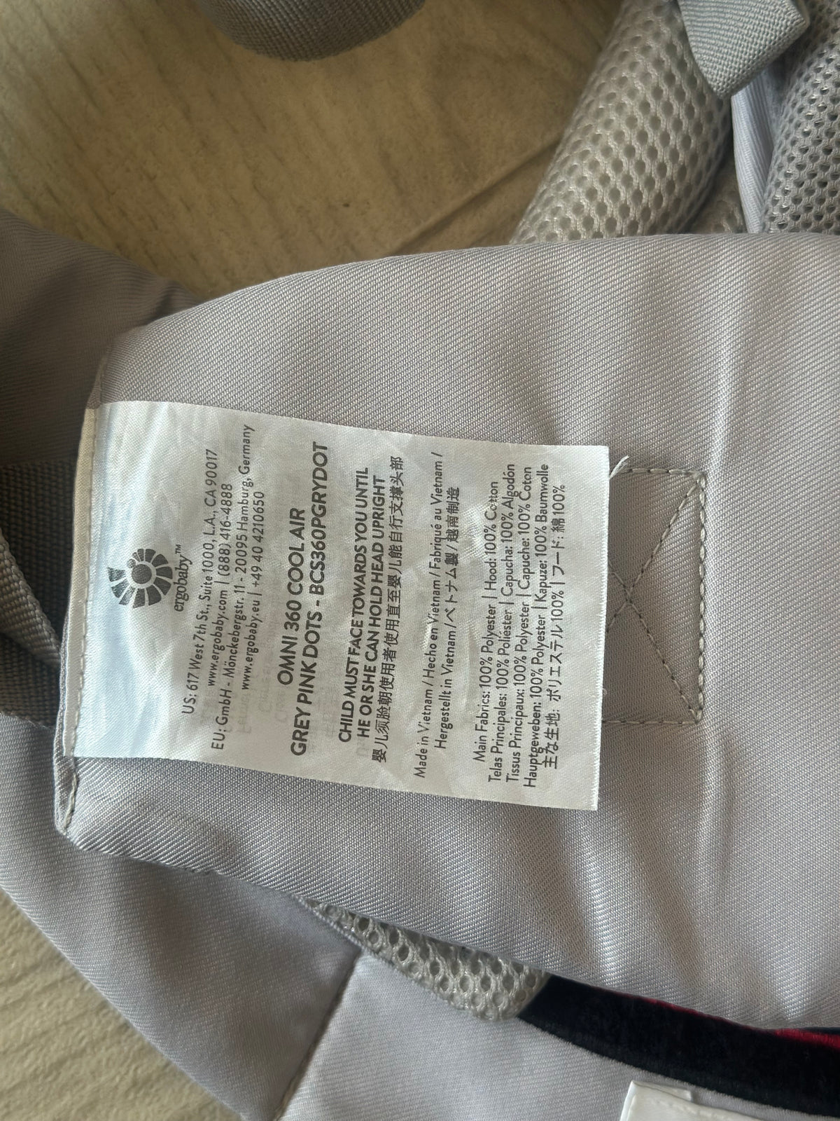 Ergobaby Omni 360 Cool Air- Grey Pink Dots