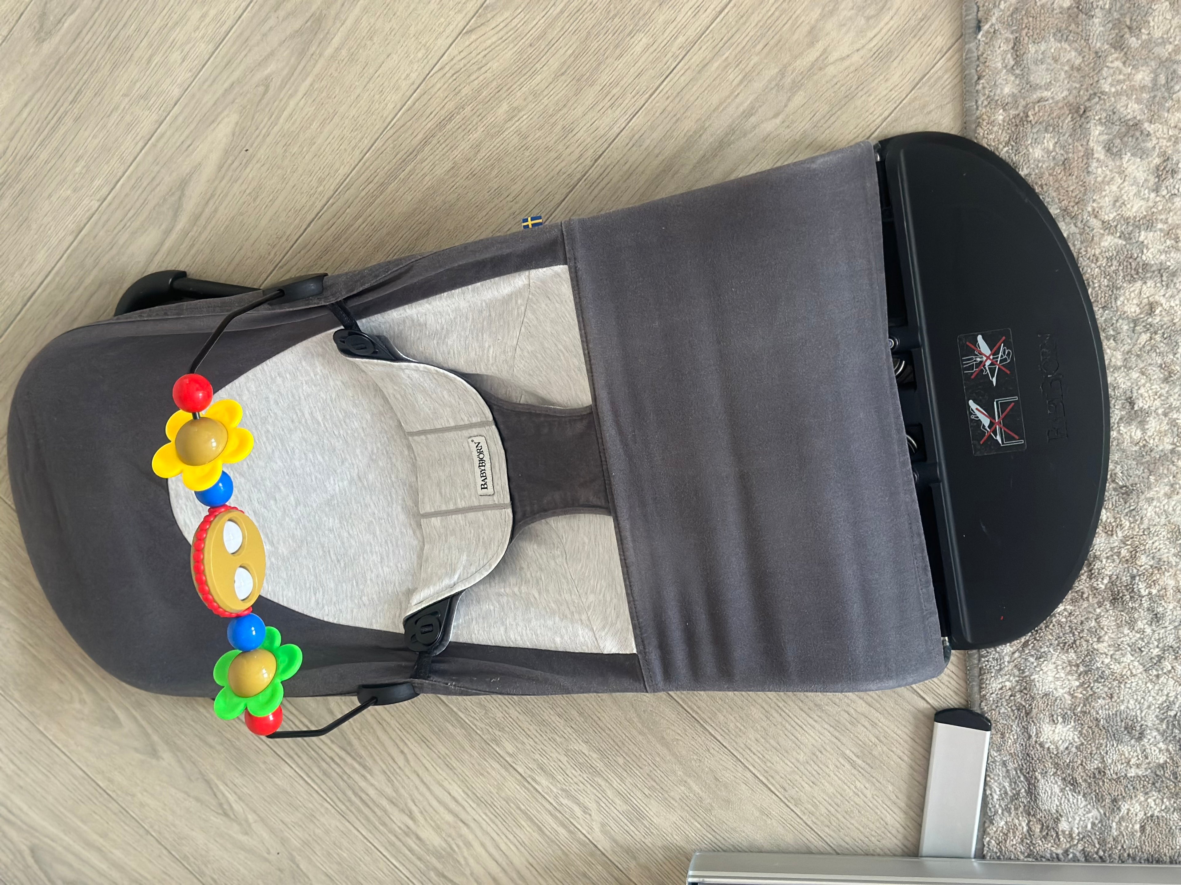 BabyBjorn Bouncer Balance Soft Woven Jersey with Toy- Dark Grey/Grey